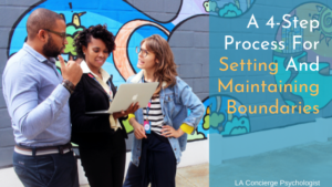 black man, black woman, and white woman talking in front of laptop