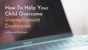 close up of grey laptop with words "how to help your child overcome employment depression" transposed on top