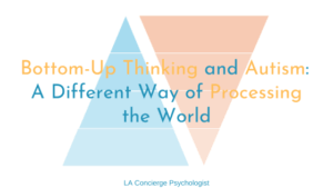 upright pyramid icon in blue next to inverted pyramid icon in orange faded into the background